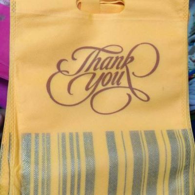 Yellow bag with golden line print| D Cut bags