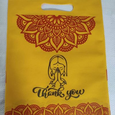 Yellow with kolam print bag | D Cut bags