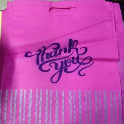 Baby Pink bag  with golden line print| D Cut bags