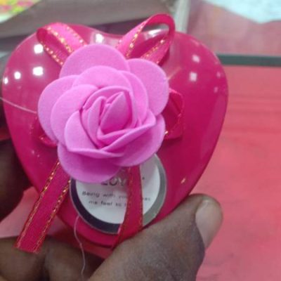 Pink Heart shape with flower ribbon box | Return gift box